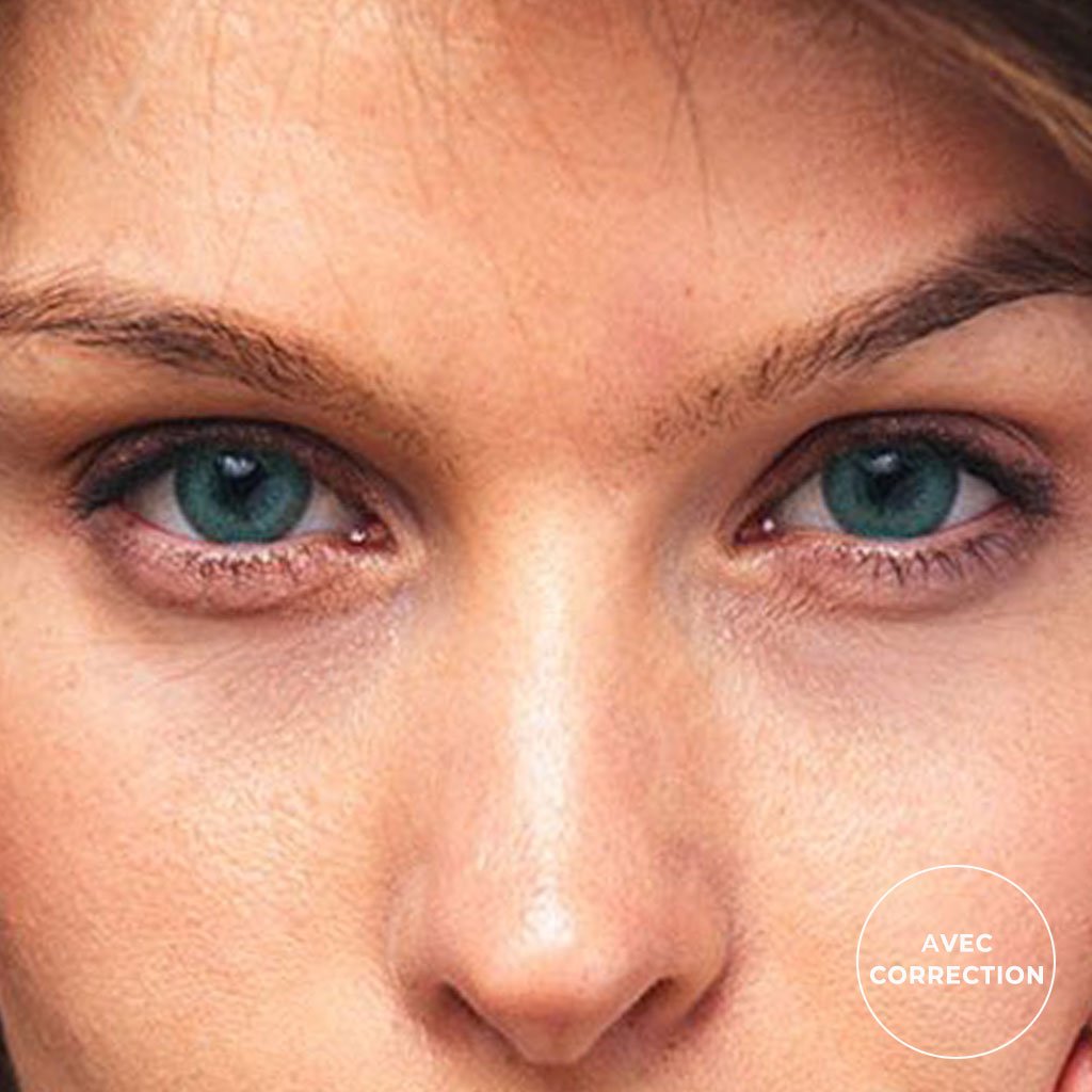 Lentilles de couleur Vert opaline avec correction - 3 mois